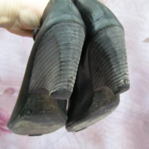 MARSELL size 40/9-9.5 Black Leather lace up Open toe shoes USED - need repair - Picture 6 of 16